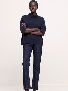 Banana Republic Ribbed Mock Neck 100% Cashmere Sweater Medium